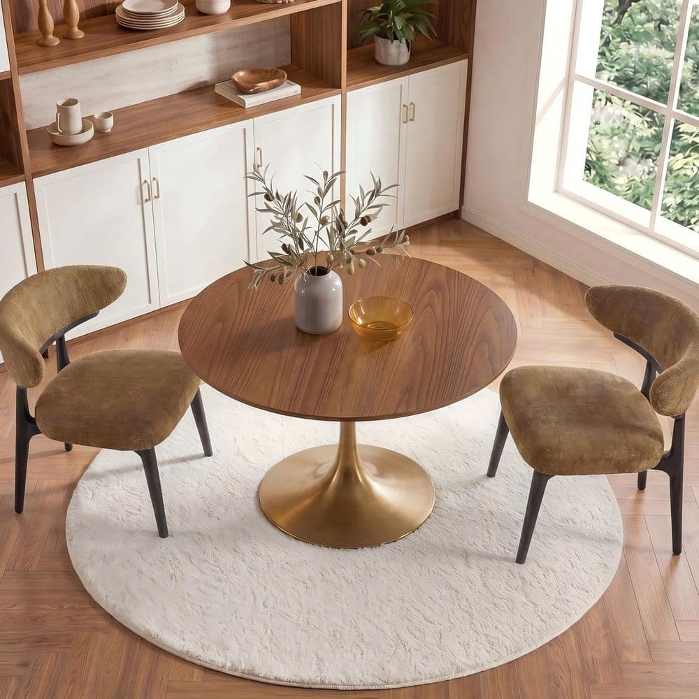 Dorian Modern Walnut Wood 31.5 in. Column Base Dining Table Seats 2 to 4 price history on PriceWatchPro