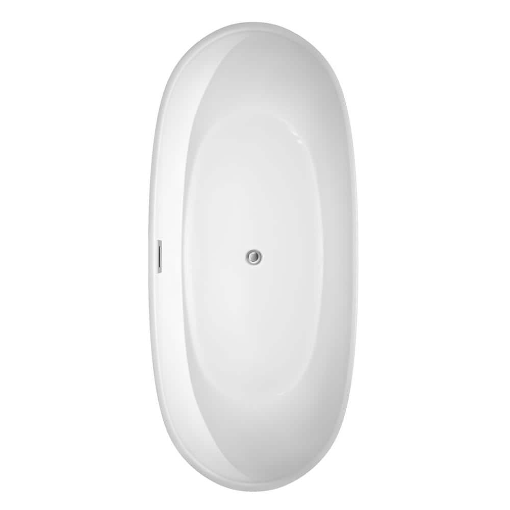 Rebecca 70" White Acrylic Freestanding Bathtub with Chrome Trim