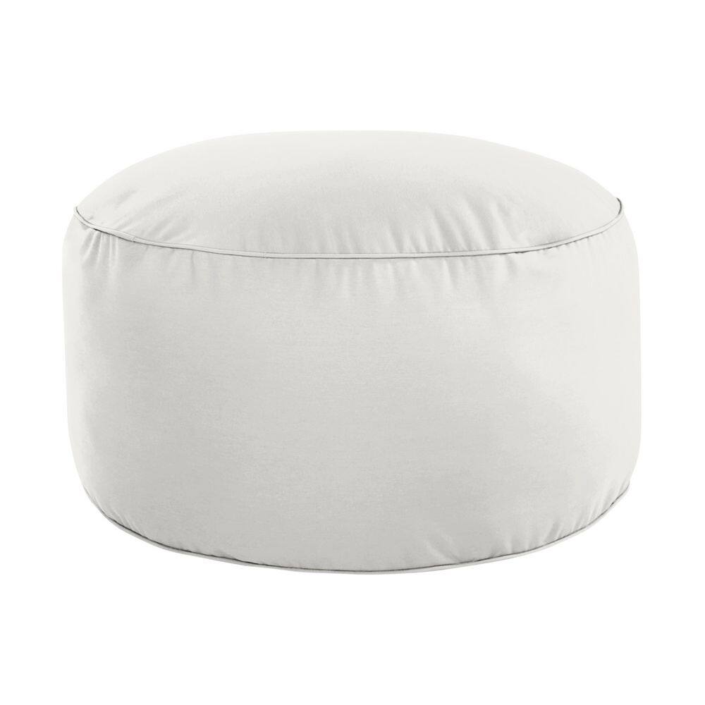1101Design Sunbrella Canvas Natural Round Outdoor Bean Pouf 30 in. x 30