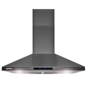30 in. 343 CFM Convertible Island Mount Range Hood Touch Controls and LED Lights in Black Stainless Steel