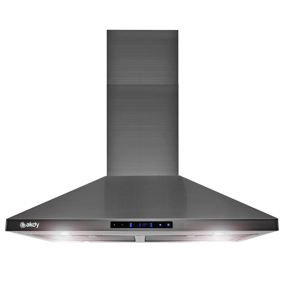 Golden Vantage 30 in. 343 CFM Convertible Island Mount Range Hood Touch Controls and LED Lights in Black Stainless Steel