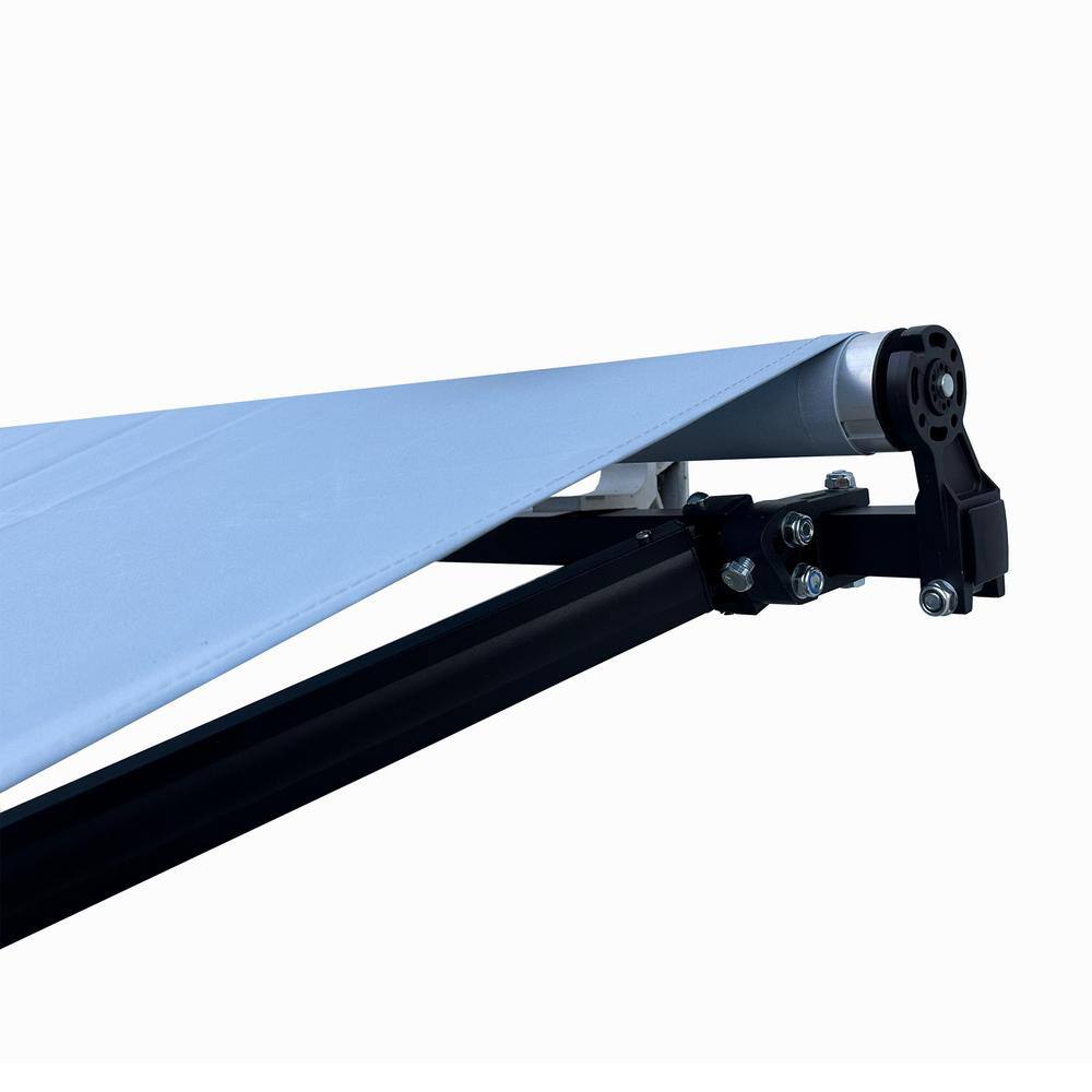 Sky Blue 12' x 10' Manual Retractable Patio Awning with Black Frame