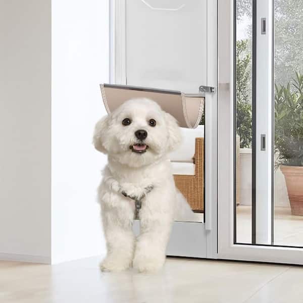Dog Door for Sliding Glass Door, 75 7/8 in.-80 11/16 in. Adjustable Height Doggy Door, Aluminum Frame, for S-Sized Dogs