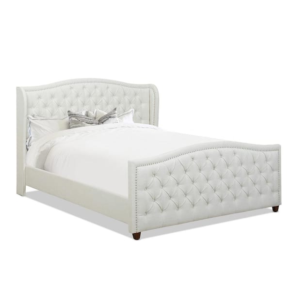 Jennifer Taylor Marcella Antique White, Antique White Queen Brooklyn Tufted Headboard Bed