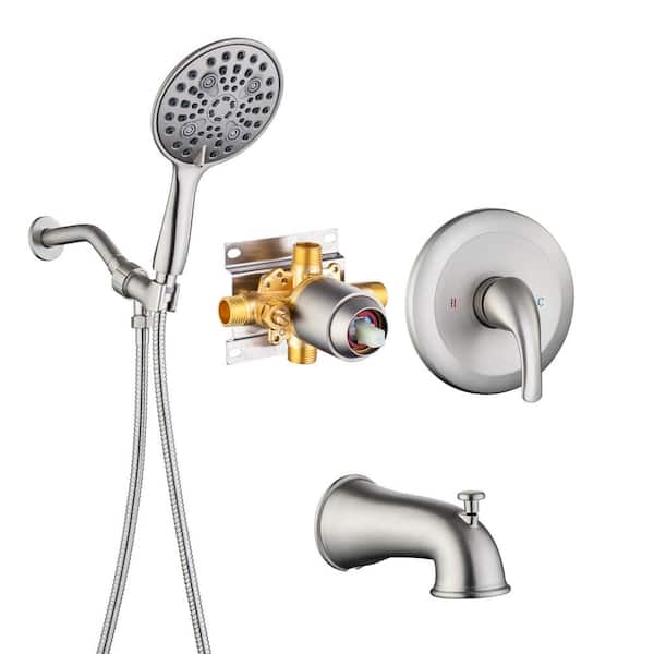 RAINLEX Single-Handle 6-Spray Round High Pressure Shower Faucet with 6 in. Shower Head in Brushed Nickel (Valve Included)
