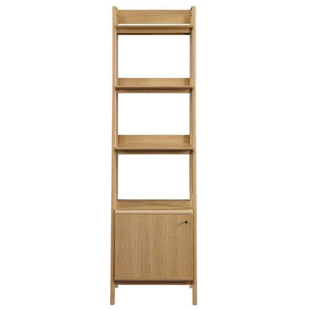 Bixby Oak 21" Slim Tiered Bookshelf with Concealed Storage