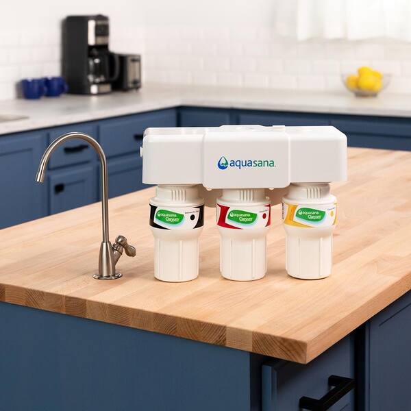 Aquasana 3-Stage Water Filtration System with Faucet in Brushed Nickel 