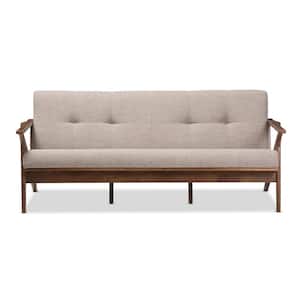 Bianca 72.1 in. Light Grey/Brown Polyester 4-Seater Cabriole Sofa with Wood Frame