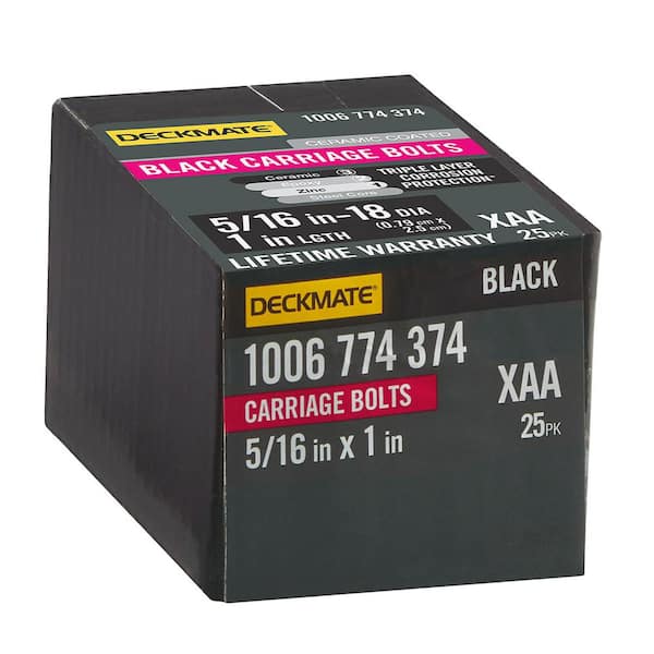 5/16 in. -18 x 1 in. Black Deck Exterior Carriage Bolt (25-Pack)