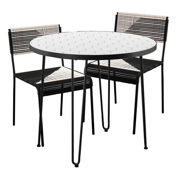 Southern Enterprises Watkindale Round Ceramic Bar Height Outdoor Dining Set (3-Pieces)