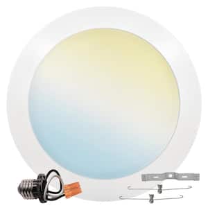 8 in. LED Disk Lights 27W 5CCT Selectable LED Flush Mount Recessed Retrofit 2000LM Dimmable J-Box or 6 in. Can Install