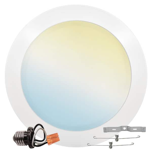 LUXRITE 8 in. LED Disk Lights 27W 5CCT Selectable LED Flush Mount