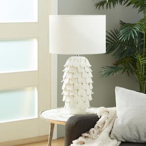 28 in. White Ceramic Layered Petal Task and Reading Table Lamp