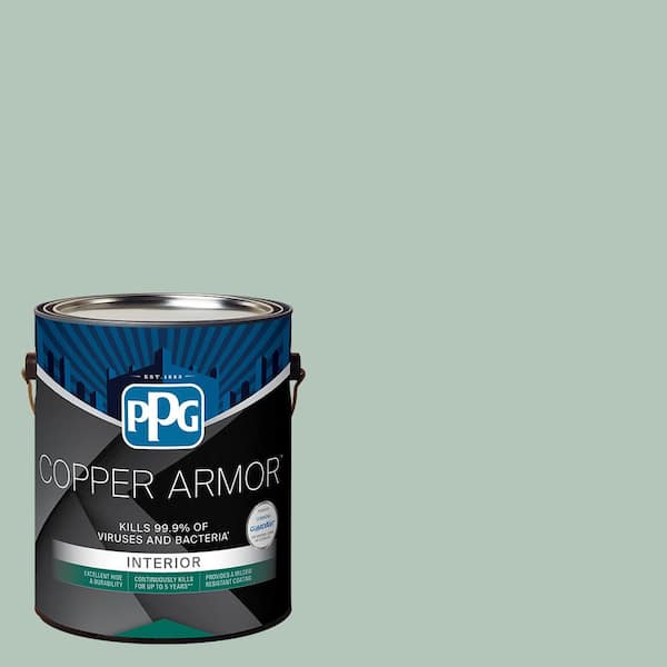 COPPER ARMOR 1 gal. PPG1134-4 Pine Whisper Eggshell Antiviral and Antibacterial Interior Paint with Primer