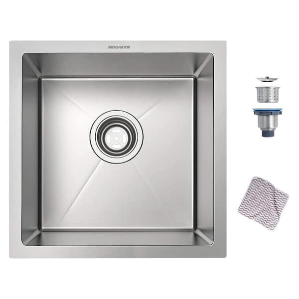 Unbranded 14 in. L Undermount Single Bowl 16-Gauge Silver Stainless Steel Kitchen Sink with Basket Strainers