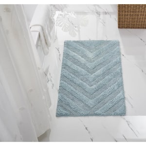 Hugo Collection 24 in. x 40 in. Blue 100% Cotton Rectangle Bath Rug