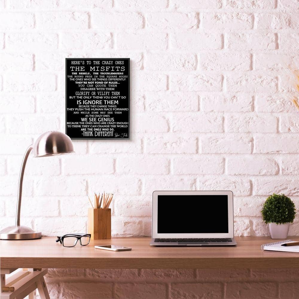 Stupell Industries Crazy Ones Inspirational Quote Word Black And White Design Framed Giclee Texturized Art by Daniel Sproul