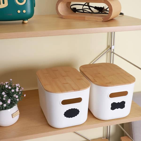 Afoxsos White 10.23 in. x 7.08 in. x 6.3 in. Plastic Storage Bins
