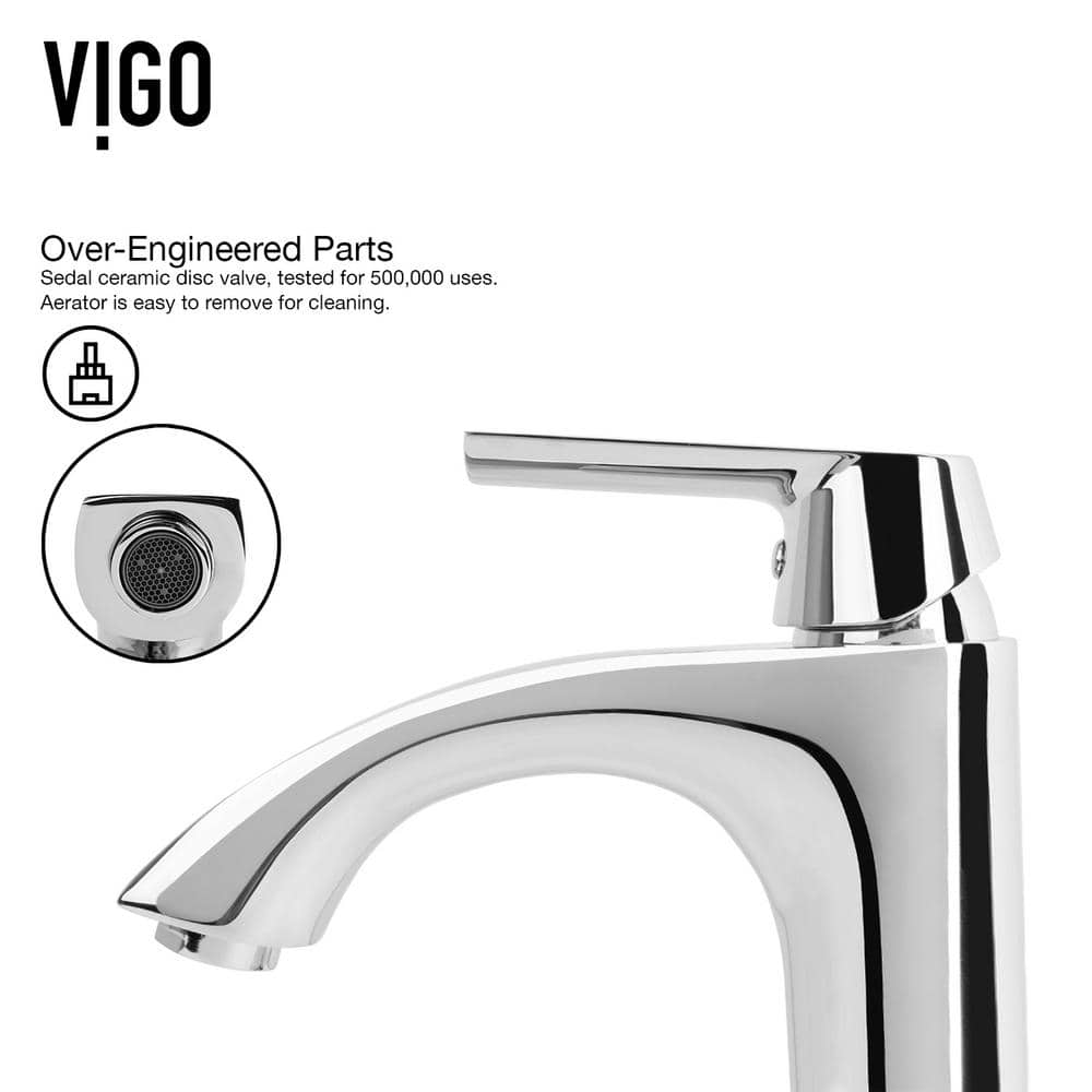 Simply Silver Round Glass Vessel Sink with Chrome Faucet