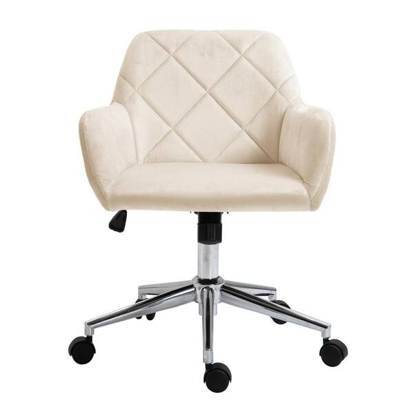 Boyel Living Beige Fashionable Velvet Task Chairs with 360°Swivel and Adjustable Height for Living Room or Bedroom