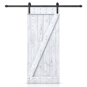 44 in. x 84 in. Z Bar Ready To Hang Wire Brushed White Thermally Modified Solid Wood Sliding Barn Door with Hardware Kit
