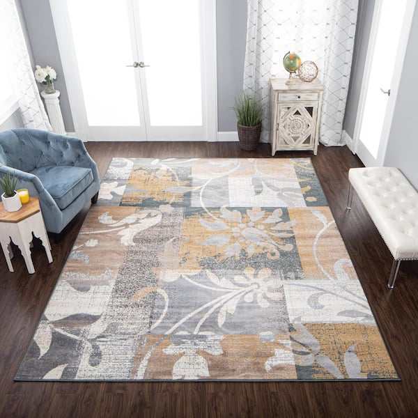 8' X 10' Beige SUPERIOR Pastiche Contemporary Floral Patchwork Polypropylene Indoor Area Rug or Runner with Jute Backing 8' X 10' Beige SUPERIOR Pastiche Contemporary Floral Patchwork Polypropylene Indoor Area Rug or Runner with Jute Backing