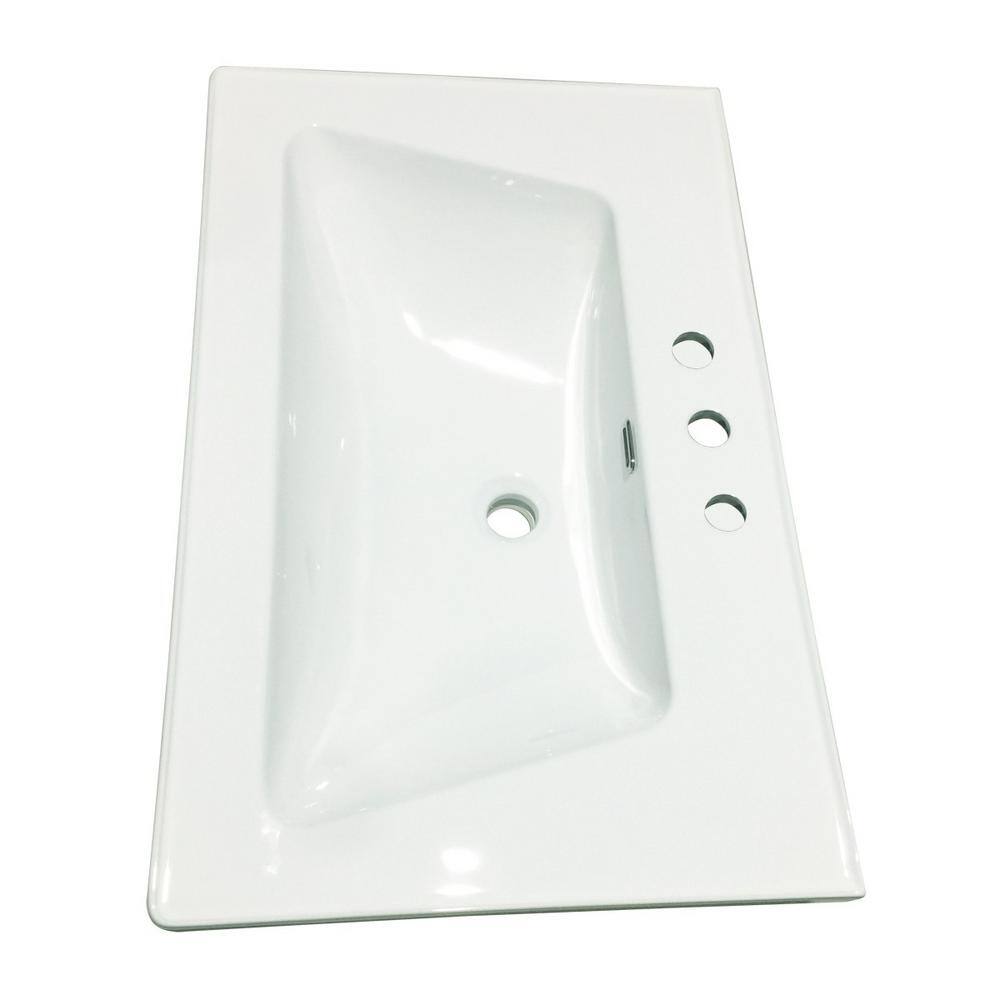 Lydia 31.5'' White Porcelain Rectangular Drop-In Bathroom Sink