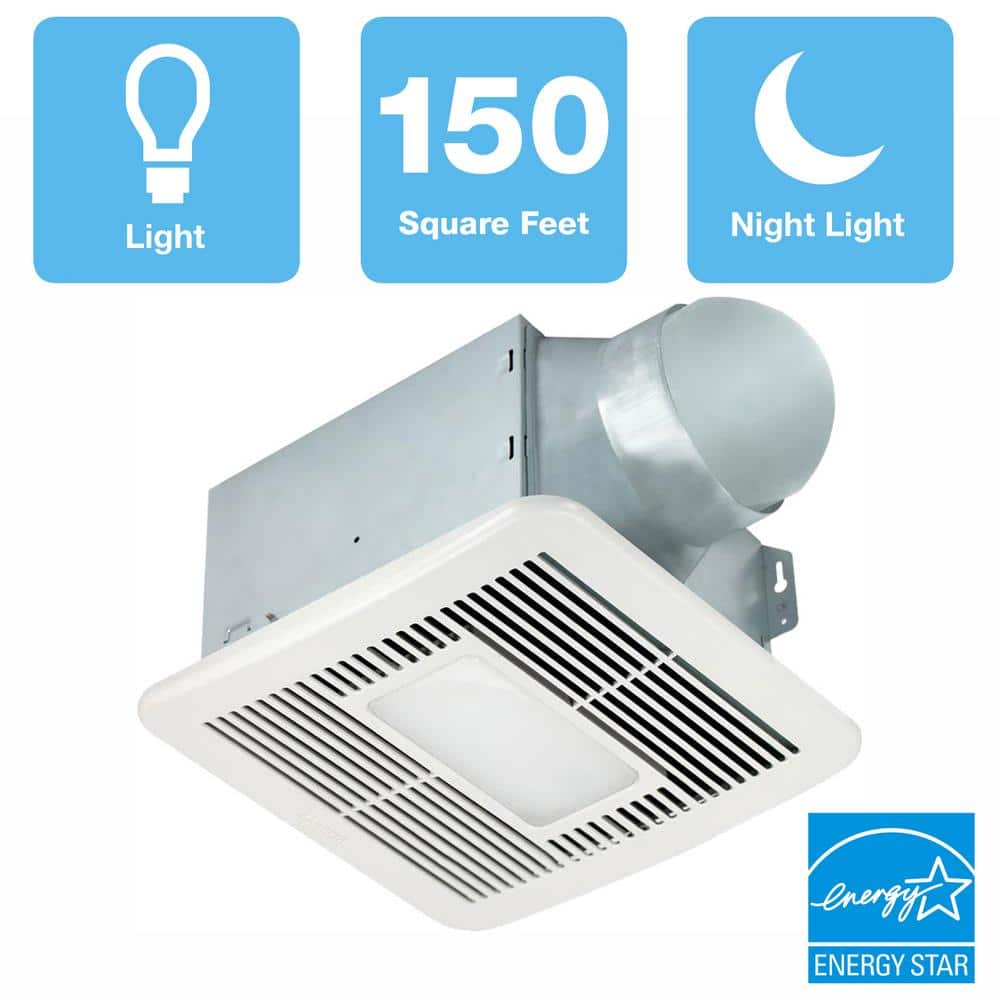 Delta Breez Smart Series 150 Cfm Ceiling Bathroom Exhaust Fan With Led Light And Night Light