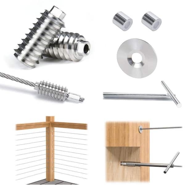 Afoxsos 1/8 in. Invisible Swage Lag Screw Kit Cable for Cable Railing System, 20-Pack