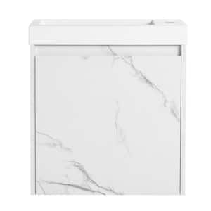 20 in White Floating Wall-Mounted Bathroom Vanity with White Resin Sink & Soft-Close Cabinet Door