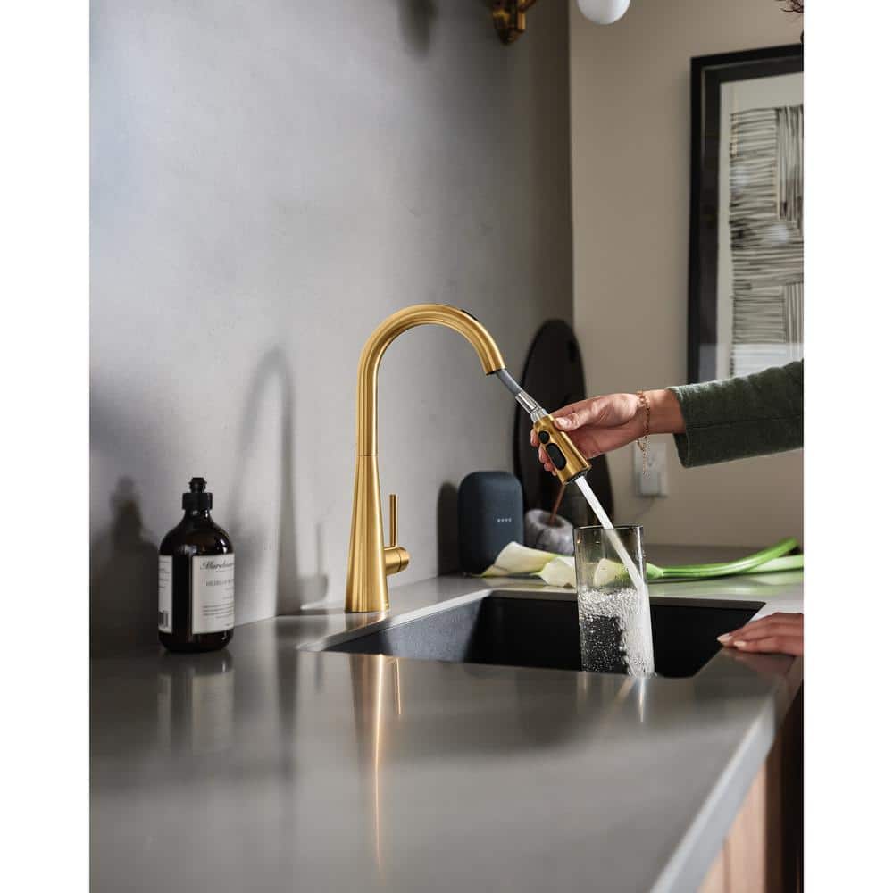 Brushed Gold Smart Touchless Pull-Down Kitchen Faucet