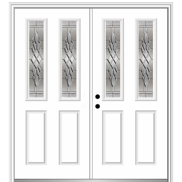 MMI Door 60 in. x 80 in. Grace Right-Hand Inswing 2-Lite Decorative Primed Fiberglass Smooth Prehung Front Door, 4-9/16 in. Frame