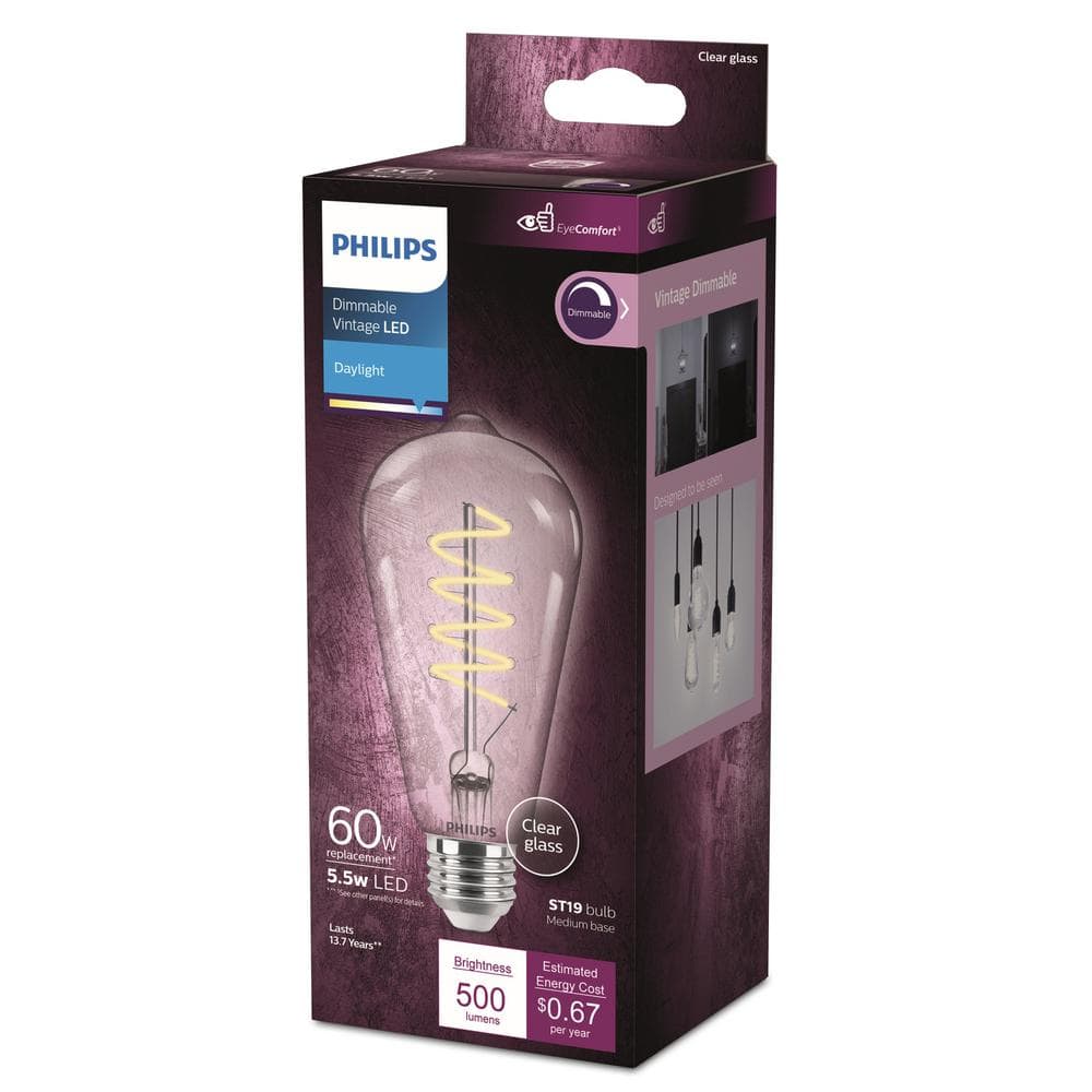 Clear Spiral Filament Dimmable Vintage LED Light Bulb