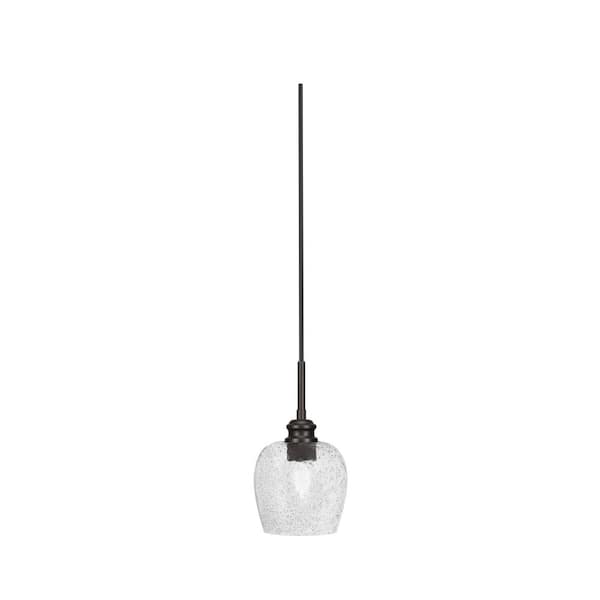 Unbranded Albany 60-Watt 1-Light Espresso Pendant Mini Pendant Light Smoke Bubble Glass and Light Bulb Not Included
