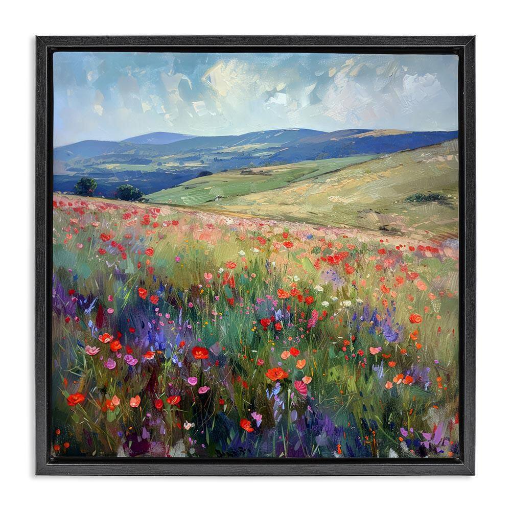 Rolling Meadow Flowers by Raymond Powers Black Floater Frame Nature Graphic Art Print 25 in. x 25 in. price history on PriceWatchPro