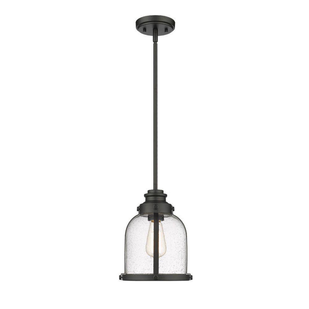 Matte Black Glass Mini Pendant Light with Seedy Shade