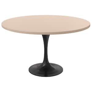 Verve Modern Light Natural MDF Wood 48 in. Tabletop with Pedestal Base Dining Table 4-Seater