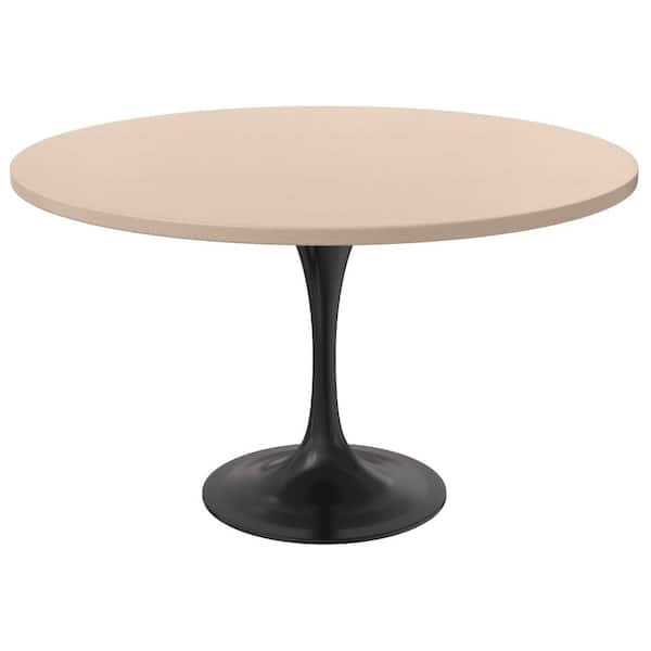 Leisuremod Verve Modern Light Natural MDF Wood 48 in. Tabletop with Pedestal Base Dining Table 4-Seater