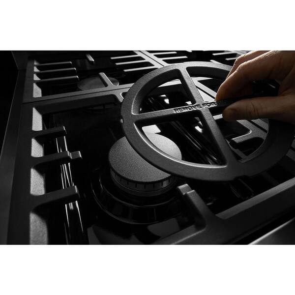 KitchenAid 48 in. 6.3 cu. ft. Smart Double Oven Commercial-Style Gas Range  with Griddle and True Convection in Imperial Black KFGC558JBK - The Home  Depot