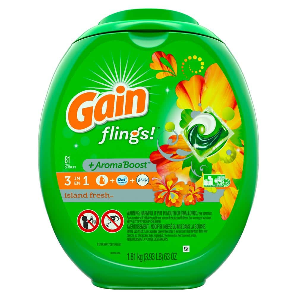 Gain Flings Island Fresh Scent Laundry Detergent 81 Count 003700075108 The Home Depot