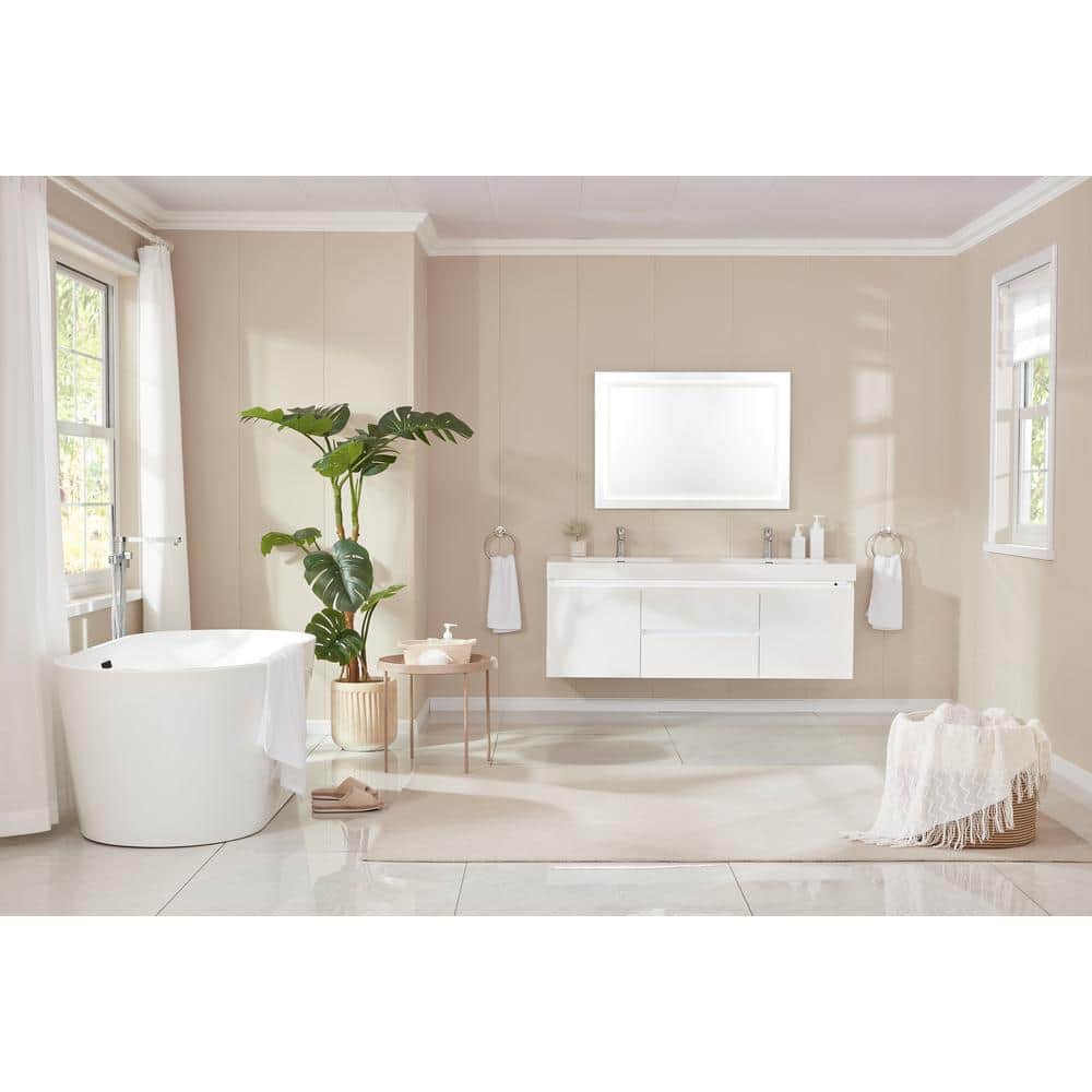 Iris 59" White Freestanding Acrylic Soaking Bathtub