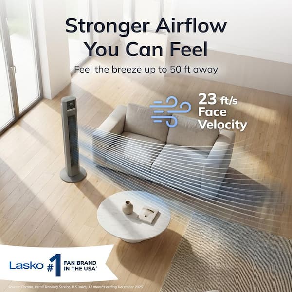 48 in. 12-Speed Tower Fan in Gray with DC Motor, Whisper Quiet, 4-Fan Modes, 12-Hour Timer, Remote Control, 12 in. Dia