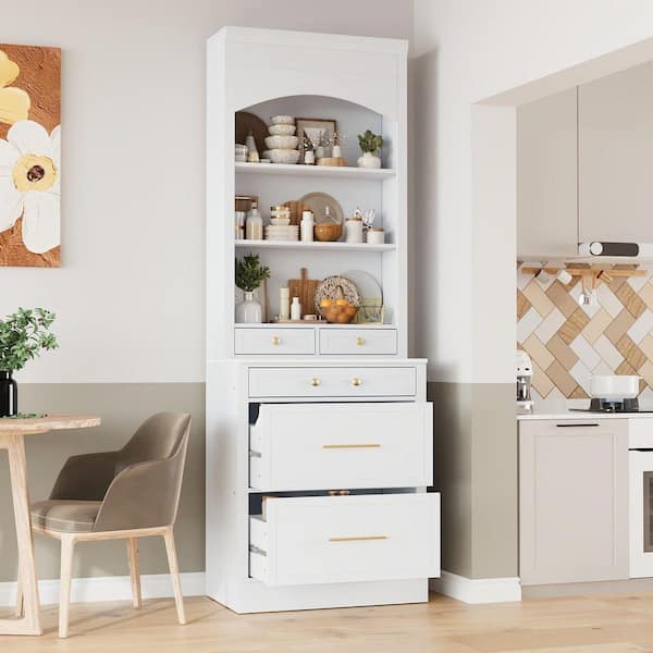 Gray finish with faux marble top Pantry Organizer with Adjustable Shelves;Removable Shelves