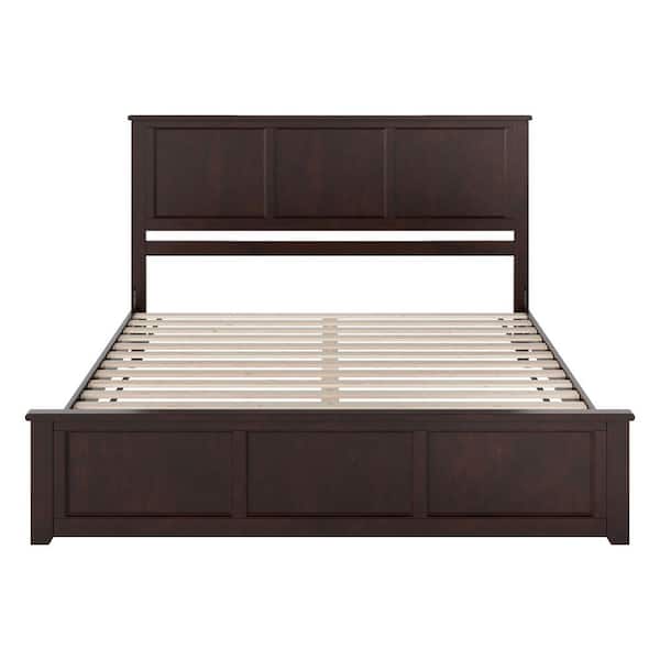Charlotte Espresso Black Solid Wood Frame King Low Profile Platform Bed Matching Footboard