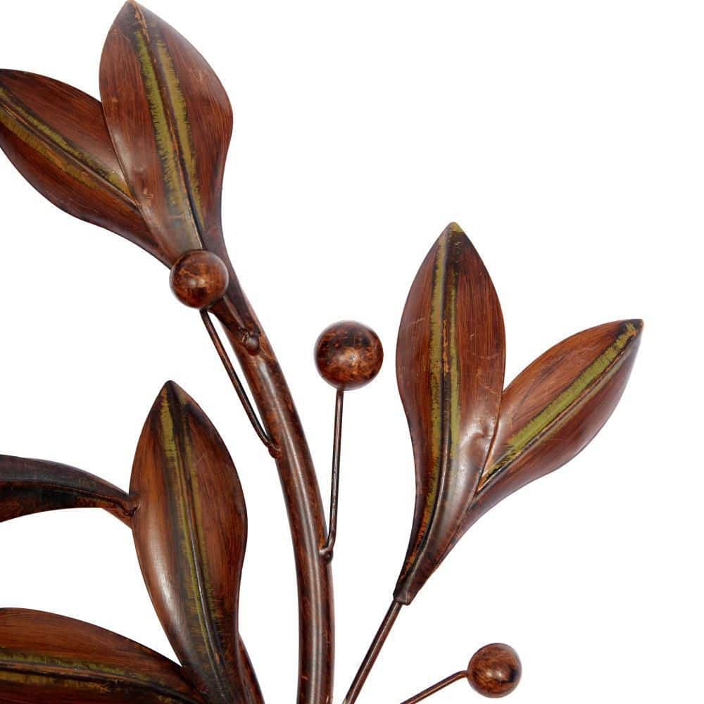 Brown Metal Leaf Wall Sculpture Set of 2