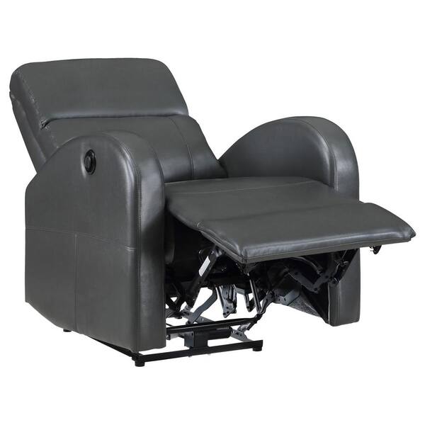 Coaster Grant Gray Faux Leather Upholstered Power Recliner
