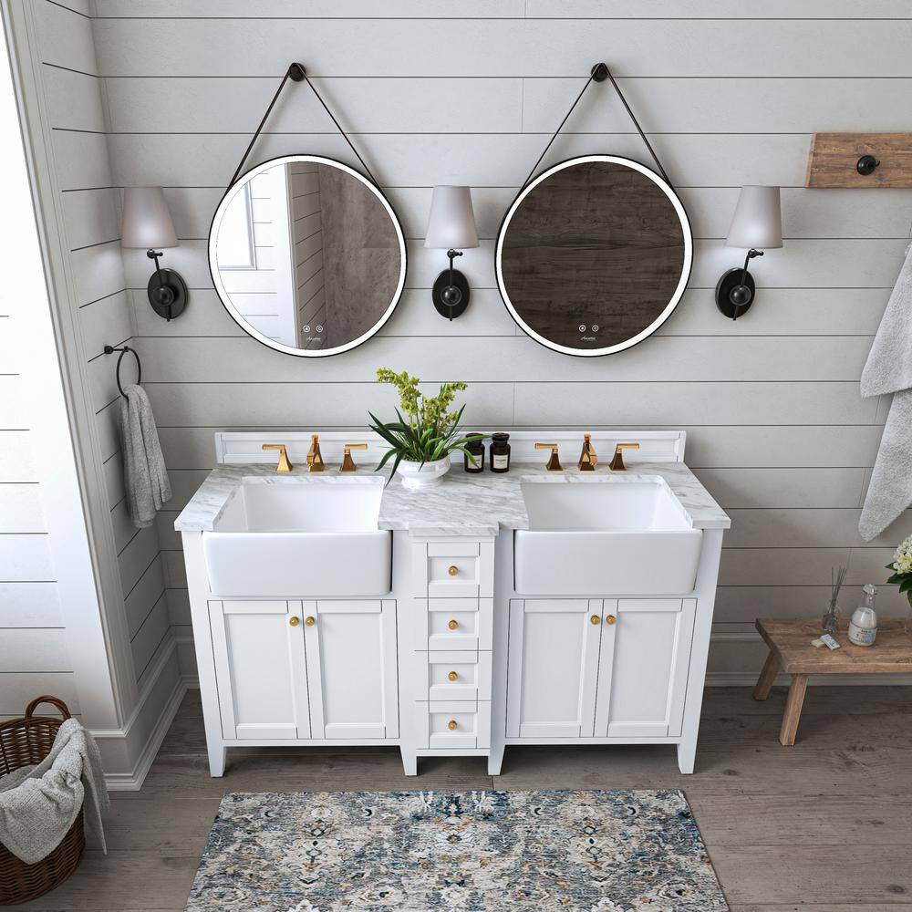 Adeline 60'' White Double Farmhouse Wood Vanity