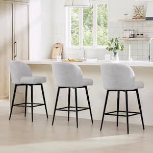 Cynthia 26 in. White Multi Color High Back Metal Swivel Counter Stool with Fabric Seat (Set of 3)