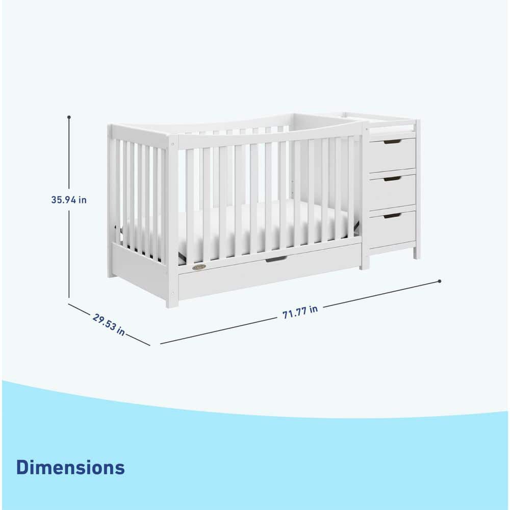 White Pine 4-in-1 Convertible Crib with Changer and Drawer