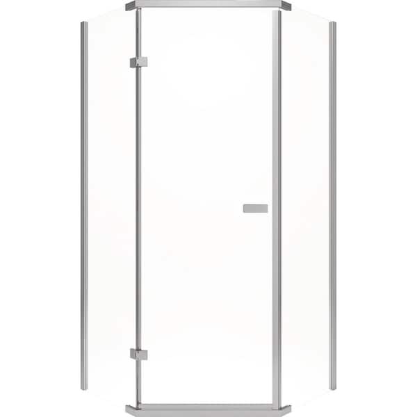 38 in. W x 72 in. H Neo-Angle Pivot Frameless Corner Shower Enclosure in Stainless with Clear Glass